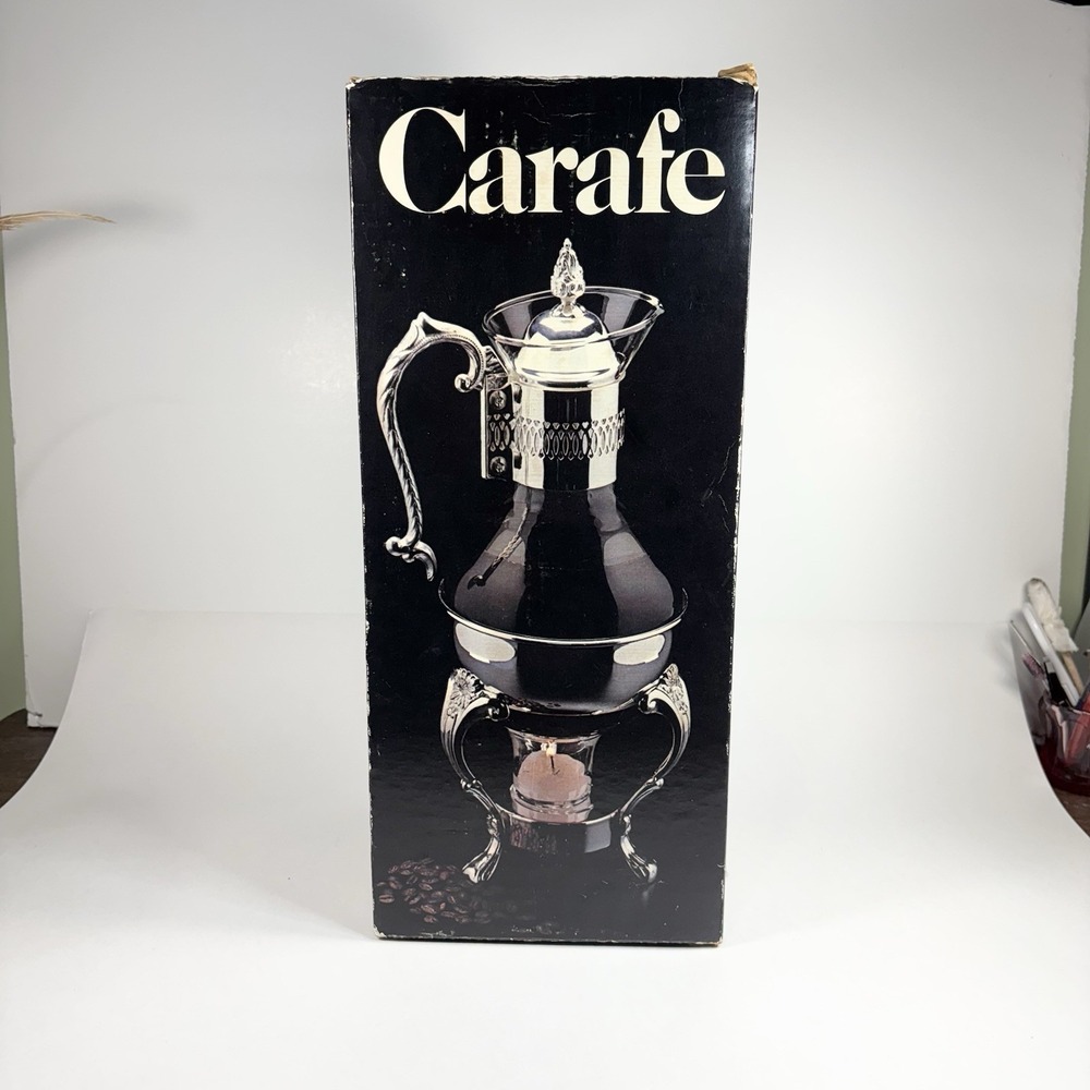 Vtg Silverplated Ten Cup Glass Carafe Warmer Leonard Silver MGF Original Box - Picture 7 of 9